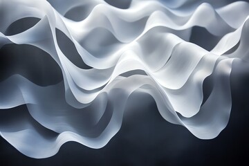 Poster - Abstract white wave pattern on dark background.