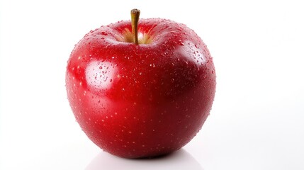 Wall Mural - A Single Red Apple with Water Droplets