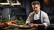 © P_edits - Portrait of a professional male chef preparing a gourmet meal