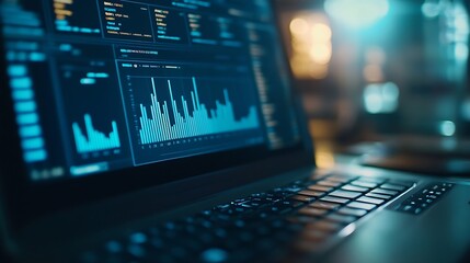Leinwandbilder - Analysts use computers to analyze statistical data to improve targeted digital online marketing strategies for a business advantage Data Science Software Developer : Generative AI