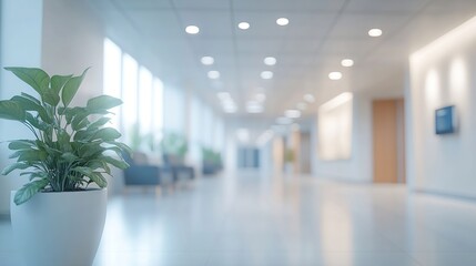 Leinwandbilder - Blur clinic or hospital room Light blurred background for use blank hall an office or medical institution hall room Blur interior background concept : Generative AI