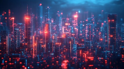 Leinwandbilder - Imaginative visual of smart digital city with globalization abstract graphic showing connection network  Concept of future 5G smart wireless digital city and social media networking sy : Generative AI