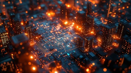 Aufkleber - Smart city and digital transformationBig data connection technology Telecommunication and communication network concept : Generative AI