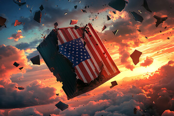 US-China Trade War, The trade war between the US and China, 3d Illustration