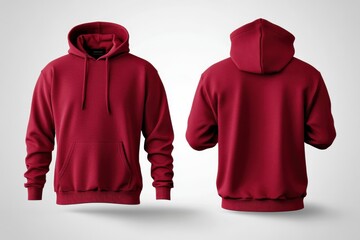 Canvas Print - Burgundy Red Hoodie Mockup   Front and Back View