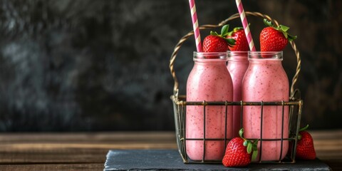 Juicy healthy healthy smoothie drink in a jar. Fresh green cocktail with berries. Generative AI.