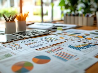 Aufkleber - Data Analysis On Wooden Table.