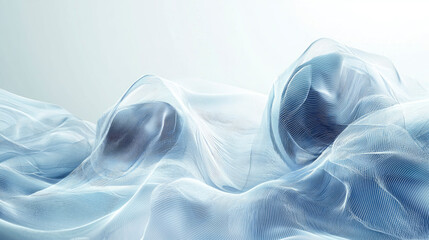 Poster - Translucent fabric drapes gracefully, creating a soft flow of light and shadow, evoking a sense of tranquility and ethereal beauty in a quiet space.