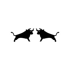 Two bull animal vector logo design . icon logo . silhouette logo