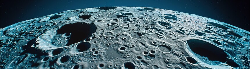 Wall Mural - Close up of the moon's surface, showing craters and other features.