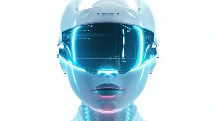 Poster - A creative illustration of a futuristic face shield with holographic elements