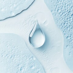 Poster - The design showcases a single water drop symbolizing hydration, surrounded by a serene textured blue backdrop. Generative AI