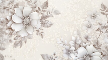 Poster - A delicate floral pattern with a vintage lace-like texture, reminiscent of antique textiles