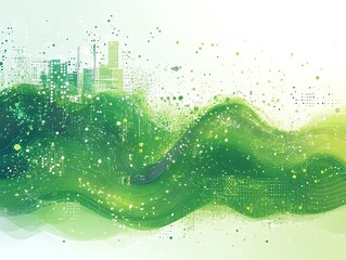 Wall Mural - Green Abstract Cityscape Background.