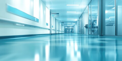 Wall Mural - The blurred interior of a hospital reflects a busy and dynamic healthcare environment.