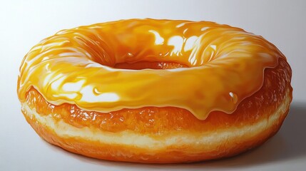 A Single Glazed Donut with Orange Icing