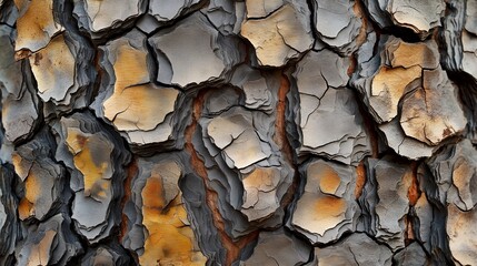 Close-up texture of a tree bark with a rough, cracked, and layered surface.