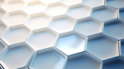 Wall Mural - Hexagon background. Hexagonal shapes, honeycomb pattern. Geometric and three-dimensional design. Futuristic and technological wallpaper.