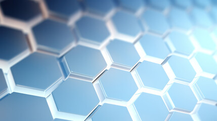 Wall Mural - Hexagon background. Hexagonal shapes, honeycomb pattern. Geometric and three-dimensional design. Futuristic and technological wallpaper.