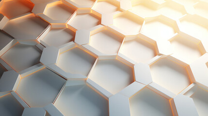 Wall Mural - Hexagon background. Hexagonal shapes, honeycomb pattern. Geometric and three-dimensional design. Futuristic and technological wallpaper.