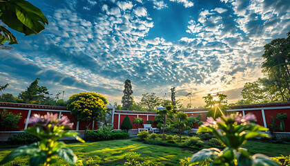 Sunlit serenity, a lush garden escape - Nature’s Harmony, sunset in bloom