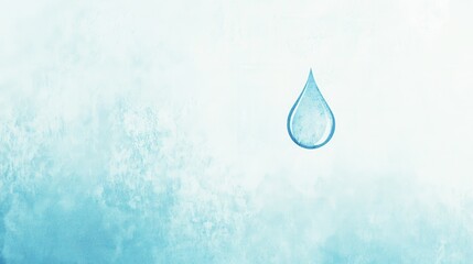 Poster - A single drop of water symbolizes hydration and freshness, standing out against a soft, light background in a minimalistic design. Generative AI