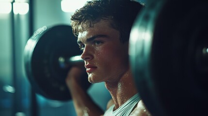 Wall Mural - Empowering Mental Health: Young Man Finding Strength in Fitness at the Gym