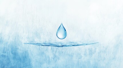 Aufkleber - The design showcases a single drop of water hovering above a calm surface, representing hydration and freshness in a serene setting. Generative AI