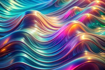 Poster - Vibrant waves of light luminescent abstract design in multicolor flowing patterns