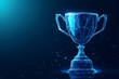 © Ignats - Futuristic digital trophy made of glowing blue lines and polygons, symbolizing achievement and innovation in a high-tech, virtual environment