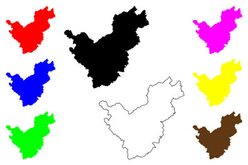  Saarlouis district (Federal Republic of Germany, State of Saarland, Rural district) map vector illustration, scribble sketch Saarlouis map