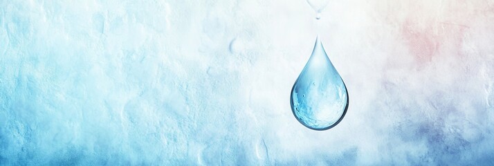 Poster - The logo showcases a singular drop of water, embodying concepts of hydration and freshness with a serene blue backdrop. Generative AI