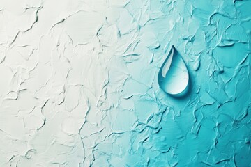 Aufkleber - A single drop of water sits prominently on a textured surface, symbolizing hydration and freshness with a serene color palette. Generative AI