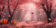 © Lila Patel - Whimsical Pink Forest: A magical forest filled with pink blossom trees and colorful butterflies.
