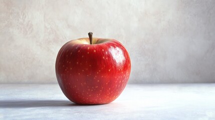 Wall Mural - A Single Red Apple with Speckles on a White Surface