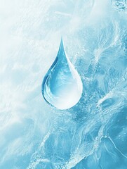 Leinwandbilder - This design showcases a simple drop of water symbolizing hydration and freshness against a calming blue background, evoking tranquility. Generative AI