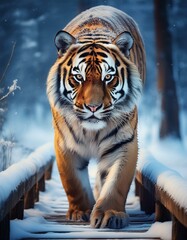 Wall Mural - Siberian tiger in the snow 