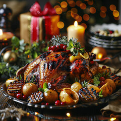 Wall Mural - Christmas delicious juicy turkey holiday traditional