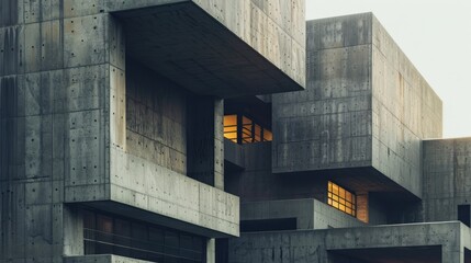 brutalist-style contemporary architecture showing concrete building section