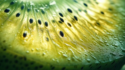 Poster - Close-up of a Juicy Kiwi Slice with Visible Seeds