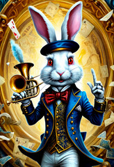 Wall Mural - White crazy rabbit - herald from the fairy tale Alice in Wonderland