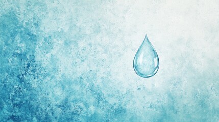 Leinwandbilder - This design showcases a single water drop, symbolizing hydration and freshness against a textured blue backdrop that evokes tranquility. Generative AI