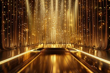 Poster - A gold curtain with a spotlight shining on it