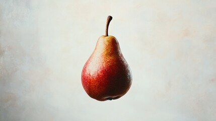 Poster - A Single Red Pear Against a White Background