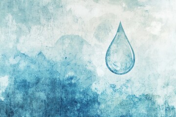 Leinwandbilder - This design showcases a clear water drop symbolizing purity and freshness, set against a soft blue textured backdrop. Generative AI
