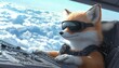 © weerasak - A cartoon fox pilot confidently controls an aircraft, showcasing adventure and creativity in a vibrant sky.