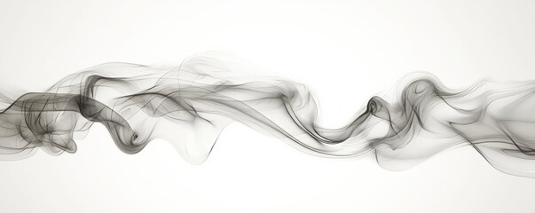 Wall Mural - Black smoke forming wavy pattern on white background