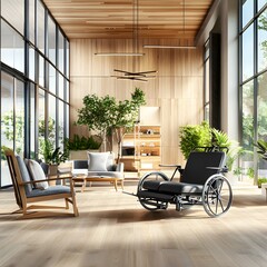 Poster - Wheelchair in Modern Lobby.