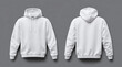 © ANDREI - Blank sweatshirt color white template front and back view on white background. crew neck mock up isolated on white background. Created using Generative AI Technology