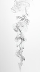 Sticker - Abstract grey smoke spiraling upwards on white background